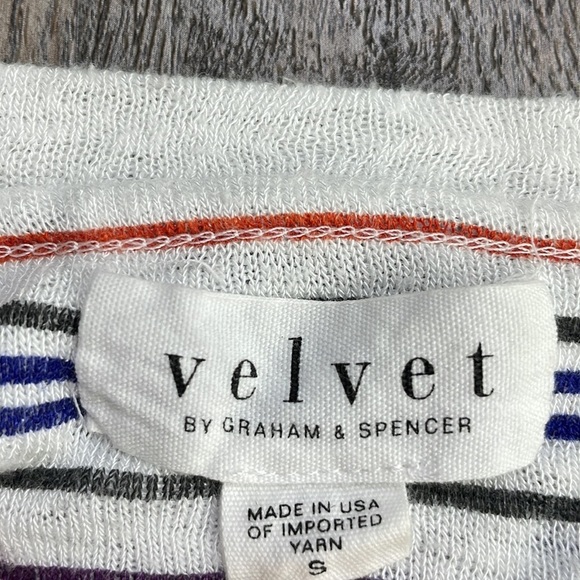 Velvet by Spencer & Graham Striped Knit Tee, White Purple Orange Blue, sz small - Picture 2 of 9